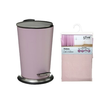 Set de baie Jacquard, Five, 2 piese, metal + poliester, roz Set de baie Jacquard, Five, 2 piese, metal + poliester, roz