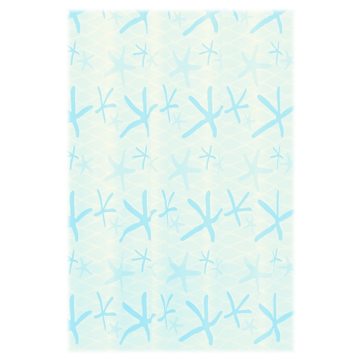 Perdea dus vinil, 180x200 , Alb mat transparent cu imprimeu dens albastru