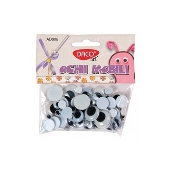 Ochi Mobili DACO, 75 Buc/Set, Culoare Negru si Alb Ochi Mobili DACO, 75 Buc/Set, Culoare Negru si Alb