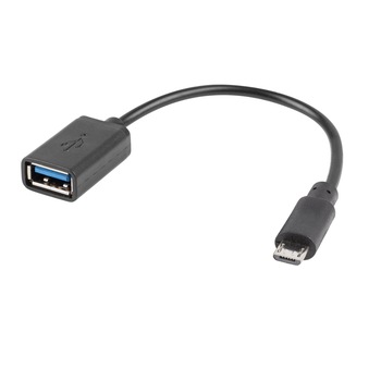 Adaptor USB 2.0 OTG Lanberg 42444, microUSB tata la USB mama, cablu 15 cm, negru Adaptor USB 2.0 OTG Lanberg 42444, microUSB tata la USB mama, cablu 15 cm, negru