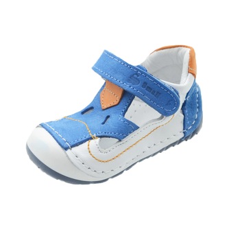 Sandale ortopedice din piele pentru baieti Small Foot SSMFF11, Albastru, 18 Sandale ortopedice din piele pentru baieti Small Foot SSMFF11, Albastru, 18