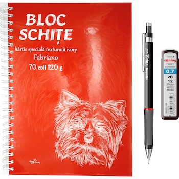 Set Rotring creion mec Rapid XL 0.7 mm + etui 12 mine 2B + caiet schite A4, 70 file Set Rotring creion mec Rapid XL 0.7 mm + etui 12 mine 2B + caiet schite A4, 70 file