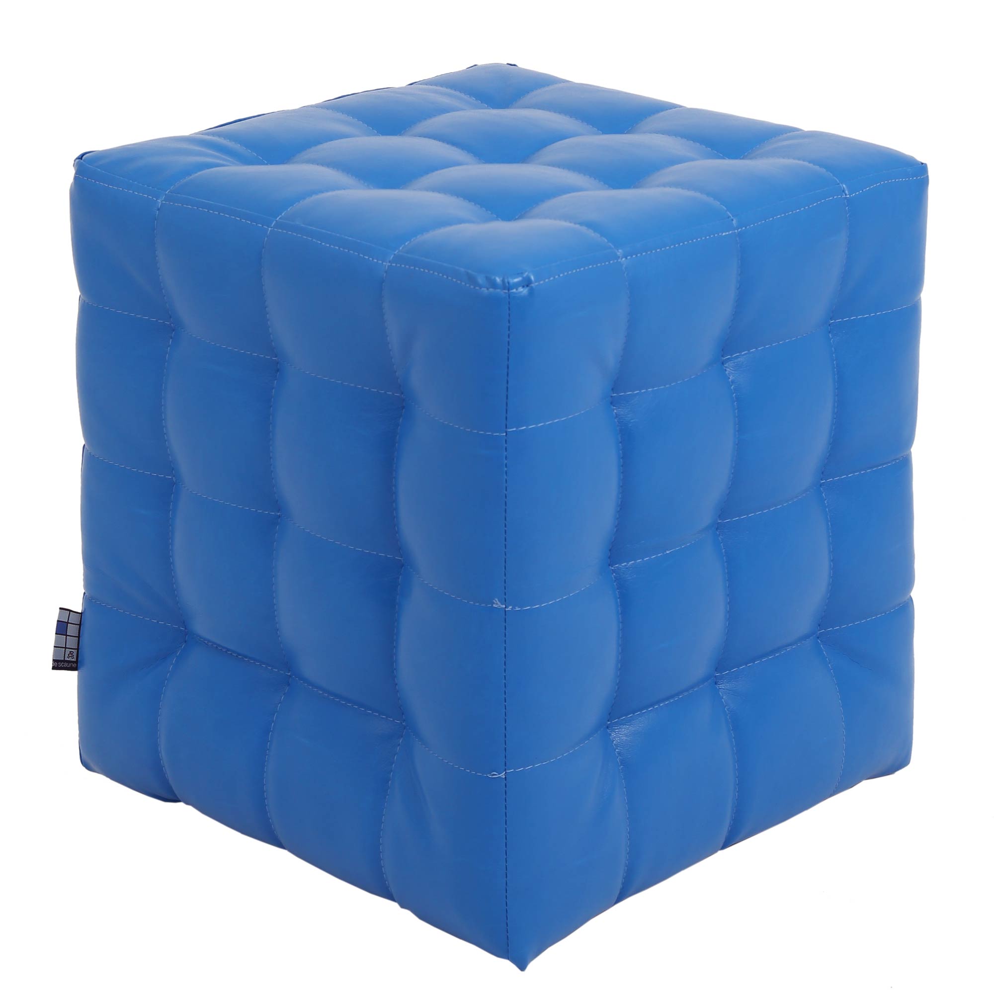 Taburet Bump, piele ecologica Albastru