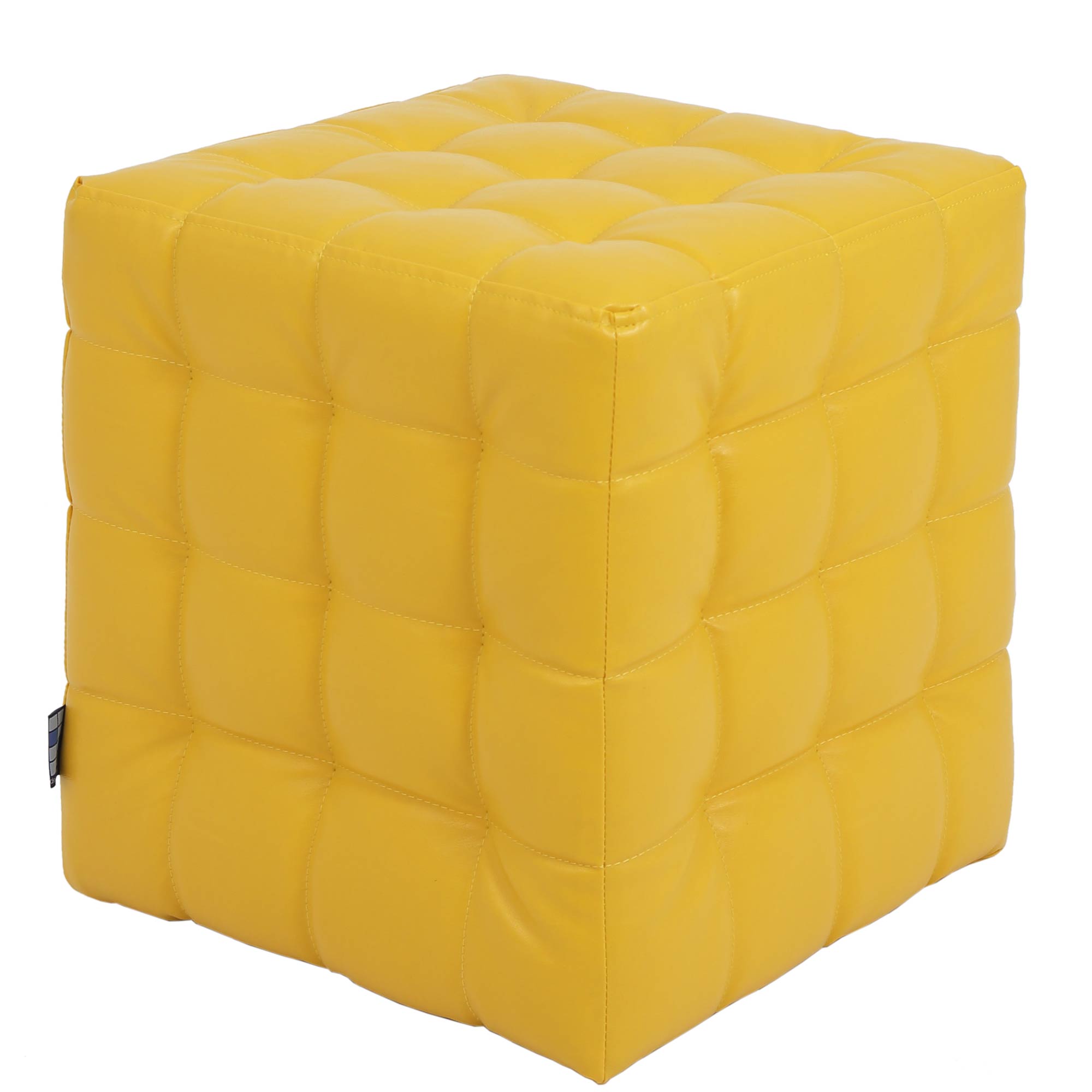 Taburet Bump, piele ecologica Galben