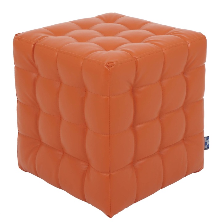 Taburet Bump, piele ecologica Portocaliu