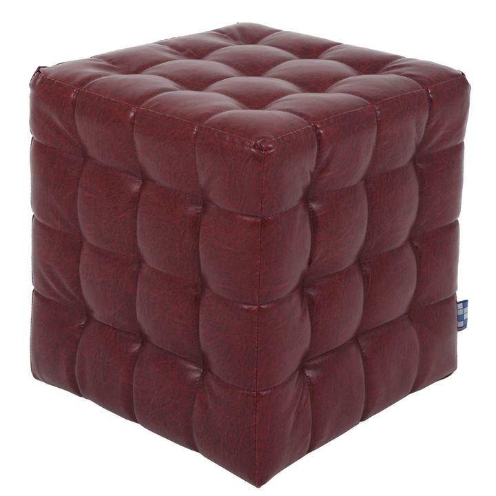 Taburet Bump, piele ecologica Visiniu