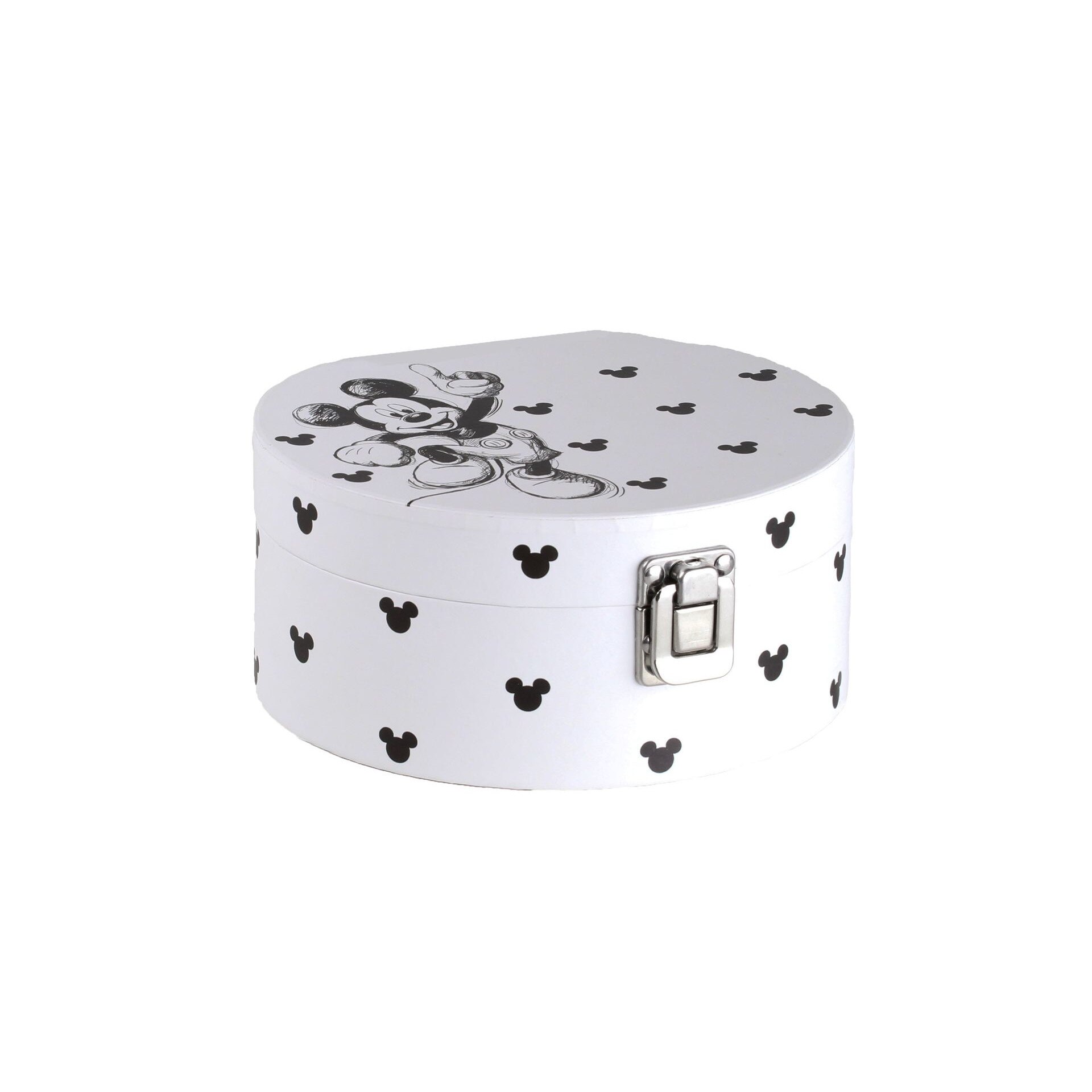 Cutie pentru bijuterii, Mickey Mouse, 17 cmx 15,5 cmx 8 cm, alb-negru