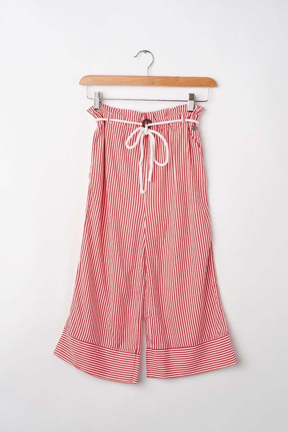 Pepe Jeans London, Pantaloni cu model in dungi, Alb/Rosu