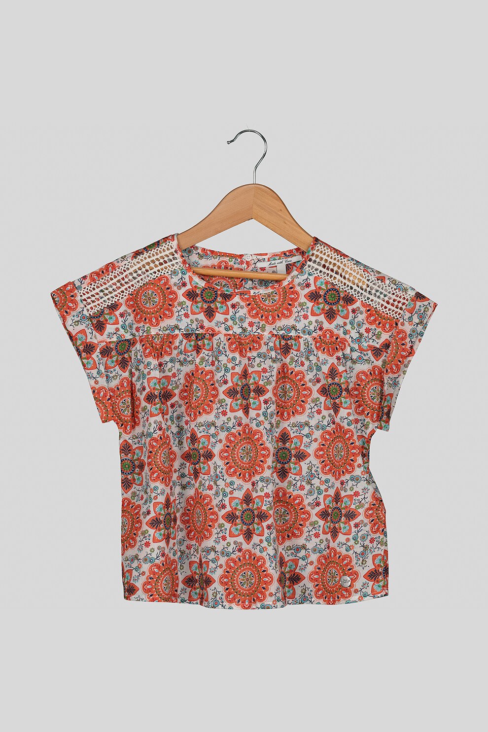 Pepe Jeans London, Bluza cu model mandala, Oranj/alb prafuit/albastru aqua, 140 CM