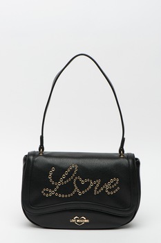 Love Moschino, Geanta de piele ecologica, cu bareta de umar si nituri, Negru/Auriu Love Moschino, Geanta de piele ecologica, cu bareta de umar si nituri, Negru/Auriu