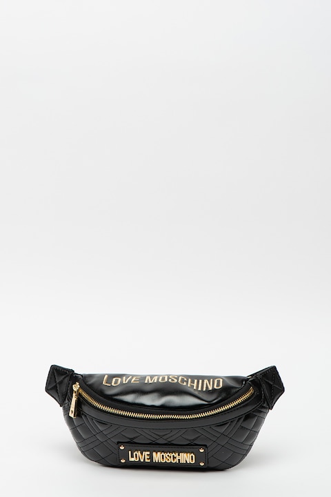 Love Moschino, Капитонирана чанта за талията от еко кожа, Черен