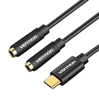 Splitter Audio USB- Tip C , 2 x Jack de 3,5 mm mama , 0.3 m, Vention Splitter Audio USB- Tip C , 2 x Jack de 3,5 mm mama , 0.3 m, Vention