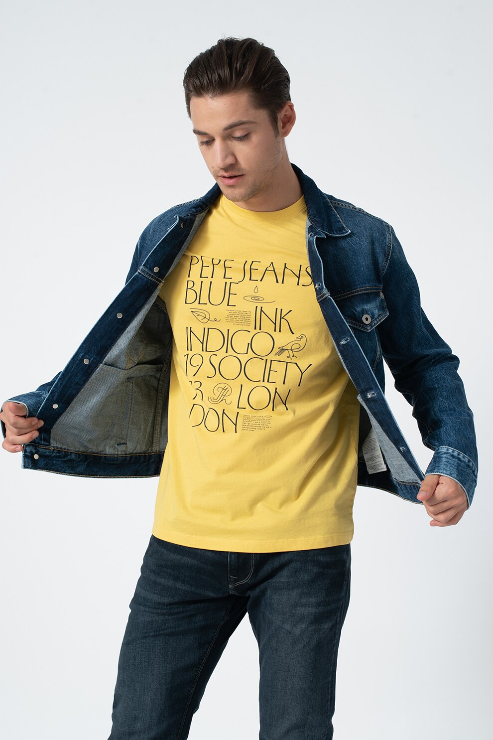 Pepe Jeans London, Jacheta din denim cu buzunare pe piept, Albastru inchis, S
