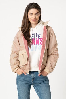Pepe Jeans London, Jacheta usoara cu fronseuri Ammani, Bej/Roz Pepe Jeans London, Jacheta usoara cu fronseuri Ammani, Bej/Roz