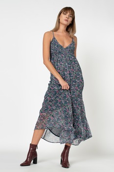 Pepe Jeans London, Rochie maxi cu model floral Magali, Bleumarin/Verde/Roz Pepe Jeans London, Rochie maxi cu model floral Magali, Bleumarin/Verde/Roz