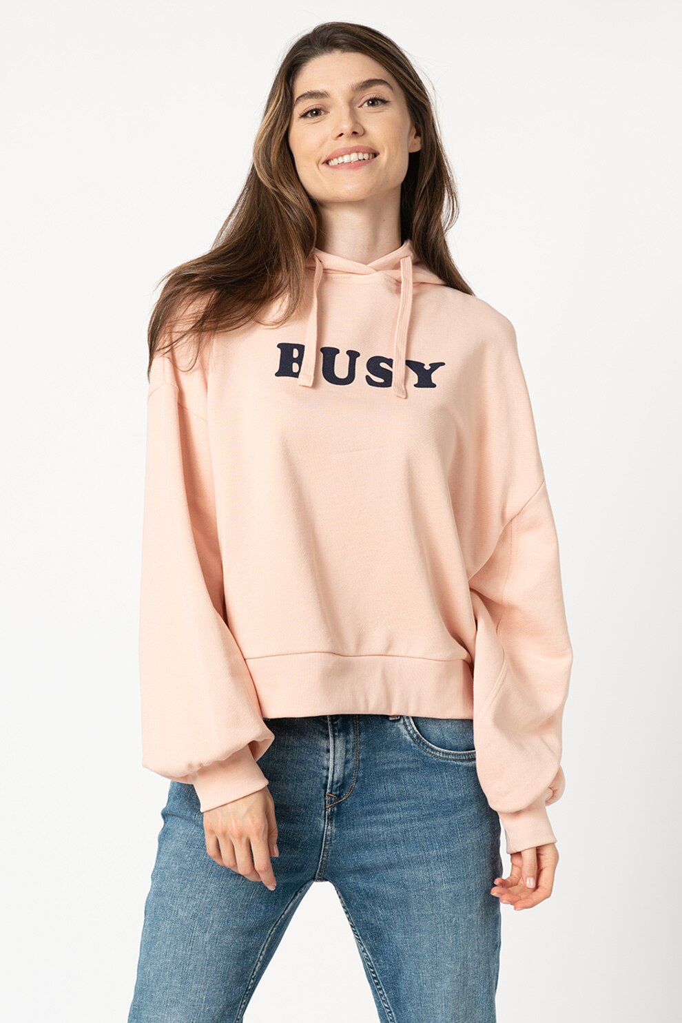 Pepe Jeans London, Hanorac lejer cu maneci cazute Greta, Piersica, L