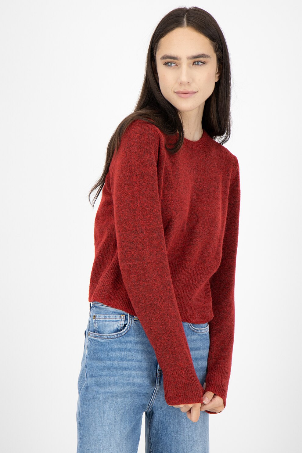 Pepe Jeans London, Pulover tricotat fin, Rosu inchis, L