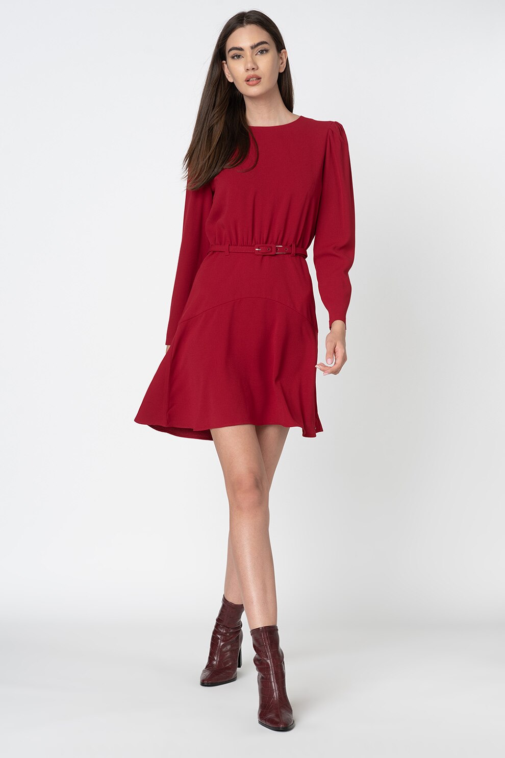 Pepe Jeans London, Rochie mini cu o curea in talie Renata, Rosu, M - eMAG.ro