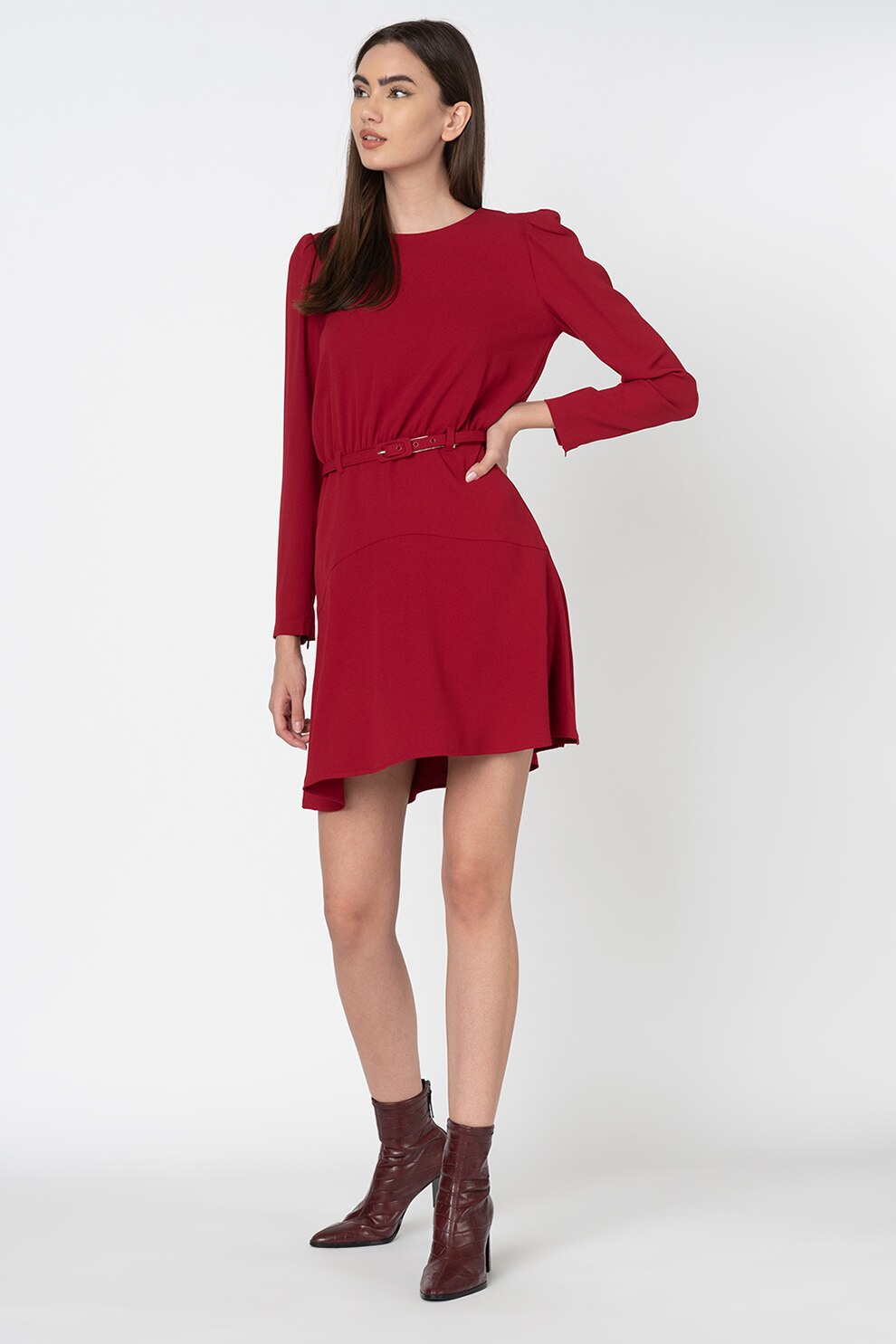 Pepe Jeans London, Rochie mini cu o curea in talie Renata, Rosu, XL -  eMAG.ro