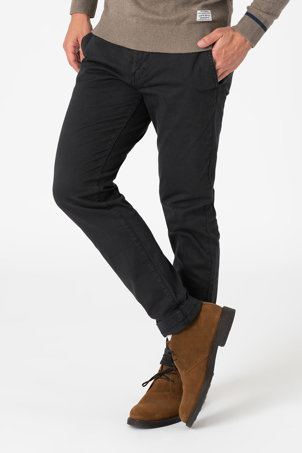 Pepe Jeans London, Pantaloni chino slim fit Charly, Negru stins