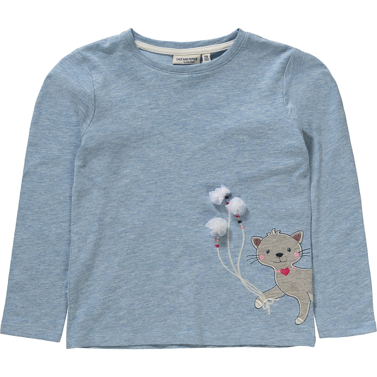 Bluza cu broderie fete, Salt and Peper, albastru deschis, marimea 104/110 cm