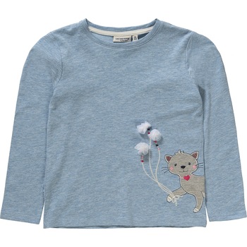 Bluza cu broderie fete, Salt and Peper, albastru deschis, marimea 104/110 cm Bluza cu broderie fete, Salt and Peper, albastru deschis, marimea 104/110 cm