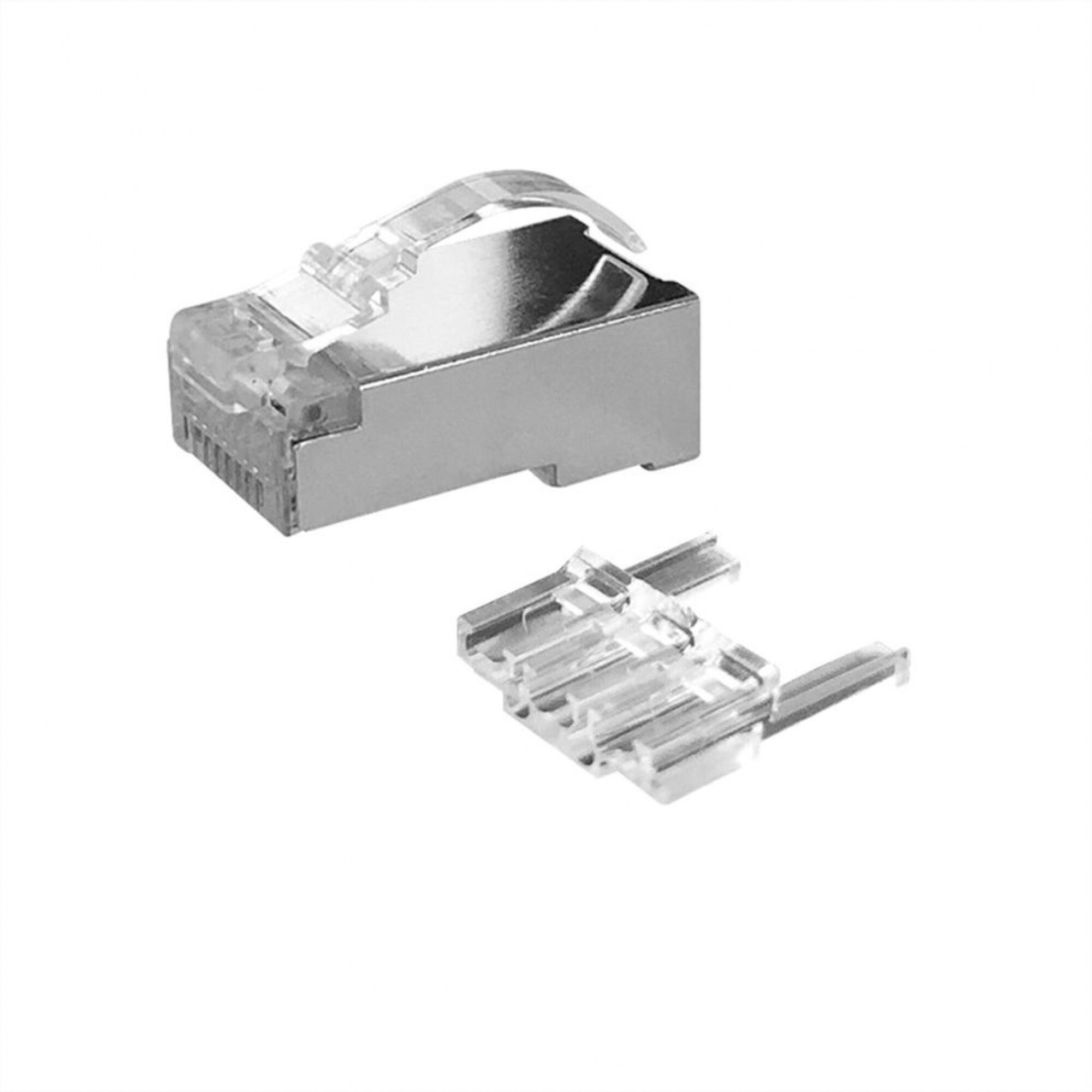 Set 10 buc manson + conector modular RJ45 cat 6 pentru fir solid ecranat bow latch, Roline 21.17.3091