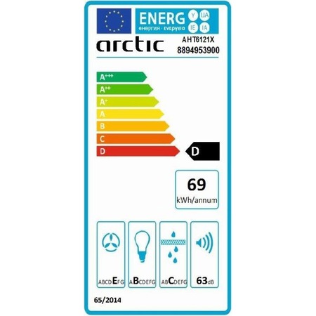 Hota incorporabila Arctic AHT6121, Putere de absorbtie 291 mc/h, 60 cm, Inox