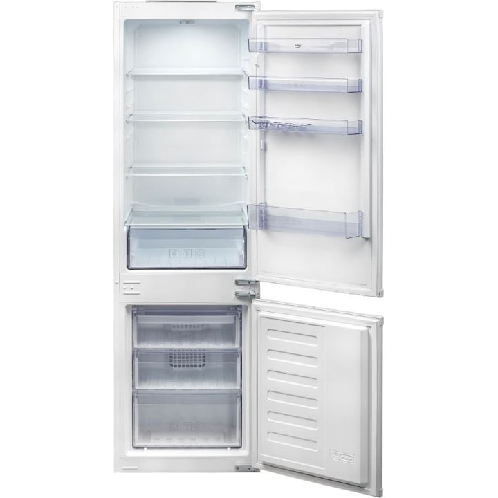 Хладилник с фризер за вграждане Beko BCHA275K3SN, 262 л, Фризер NoFrost, Big Freezer, Клас F, H 177.5 см, Бял