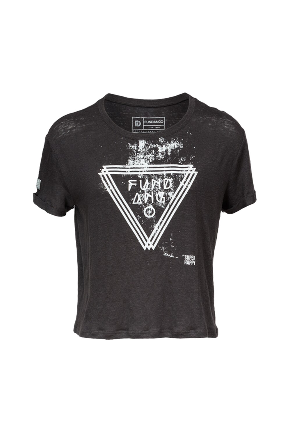 Fundango, Tricou cu imprimeu logo si grafic Viola, Negru stins/Alb