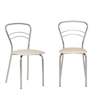Set 2 scaune bucatarie / dining VULKANO, Crem piele ecologica