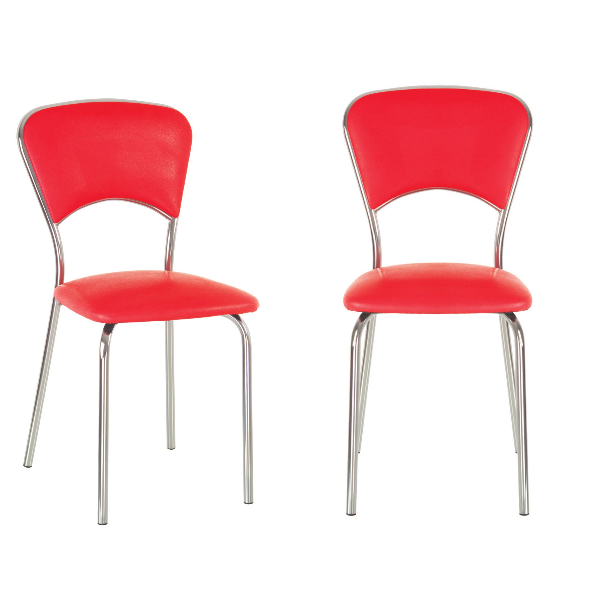 Set 2 scaune bucatarie / dining VULKANO Plus, Rosu piele ecologica