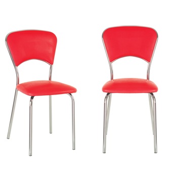 Set 2 scaune bucatarie / dining VULKANO Plus, Rosu piele ecologica