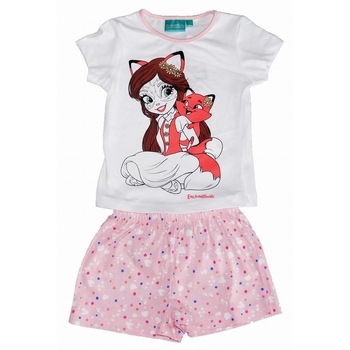 Pijama cu pantaloni scurti, Felicity, alb cu roz Pijama cu pantaloni scurti, Felicity, alb cu roz