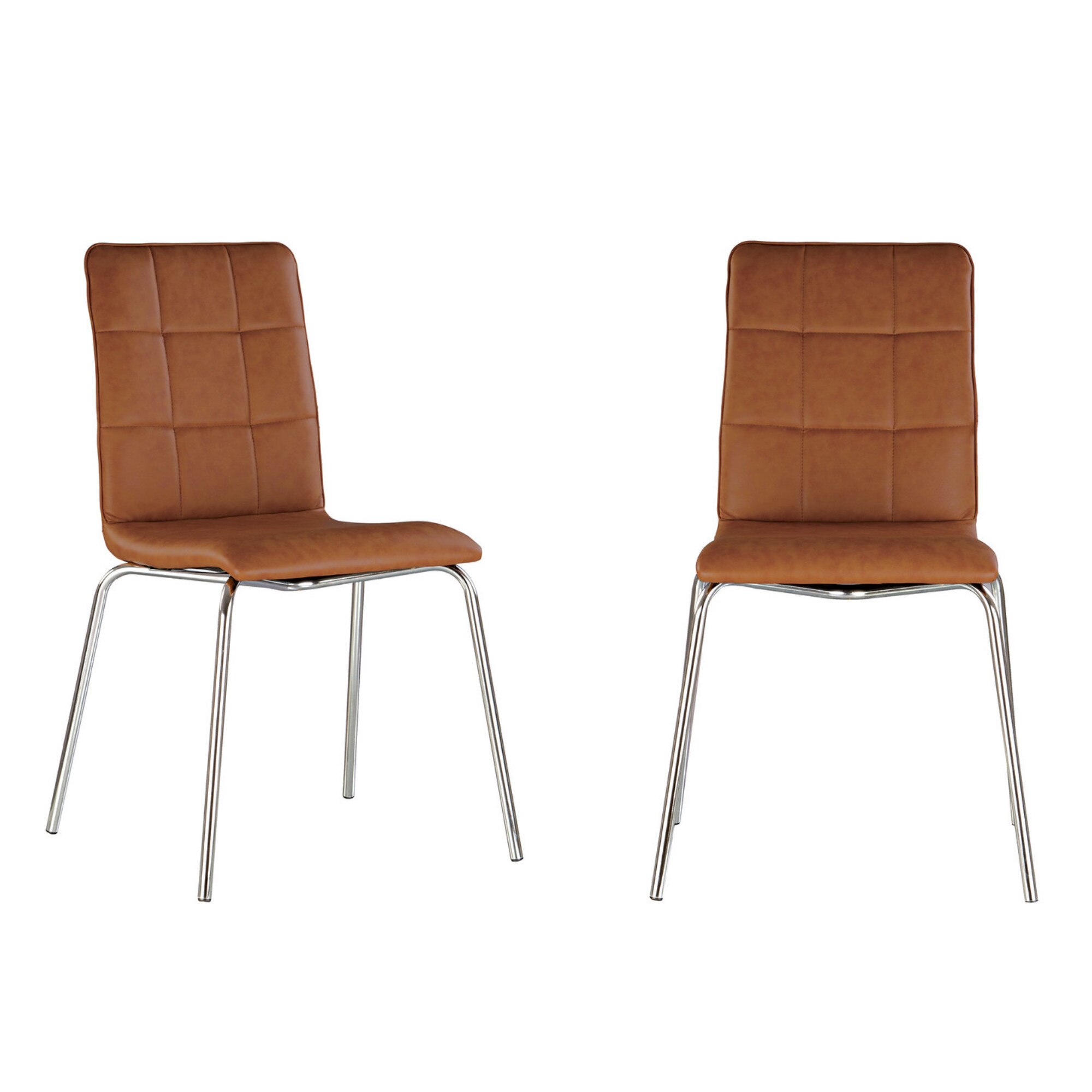 Set 2 scaune bucatarie / dining SOFI II CHROME, piele ecologica, Brun deschis