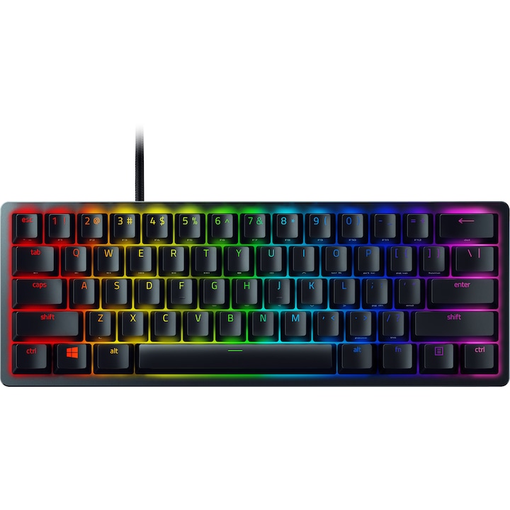 Клавиатура Gaming Razer Huntsman Mini, Механична, Подсветка Chroma RGB, Оптични switch-ове Purple, Черен