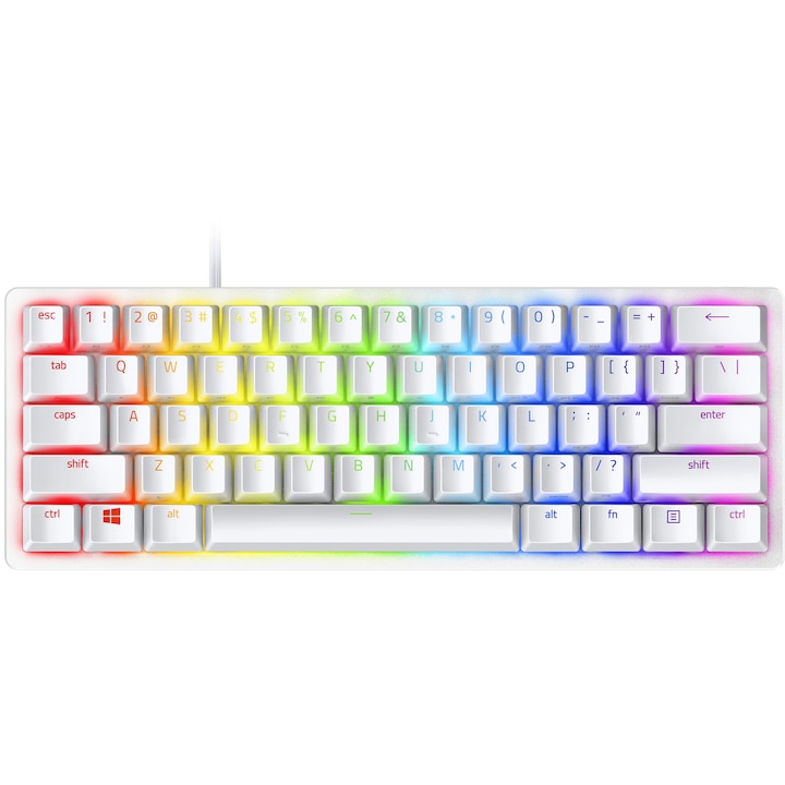Клавиатура Gaming Razer Huntsman Mini, Механична, Chroma RGB подсветка, Optical Switch Purple, White Mercury