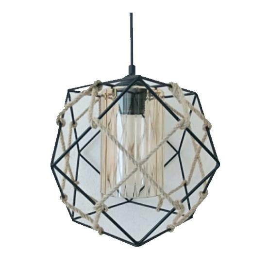 Candelabru cu Pandativ, model negru cu sfoara, 1xE27