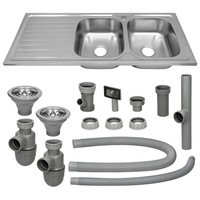 chiuveta dubla inox ecd germany aspect satinat 120 x 50 x 18 cm orientare cuva pe dreapta set sifon de instalare imagen 14_0_
0