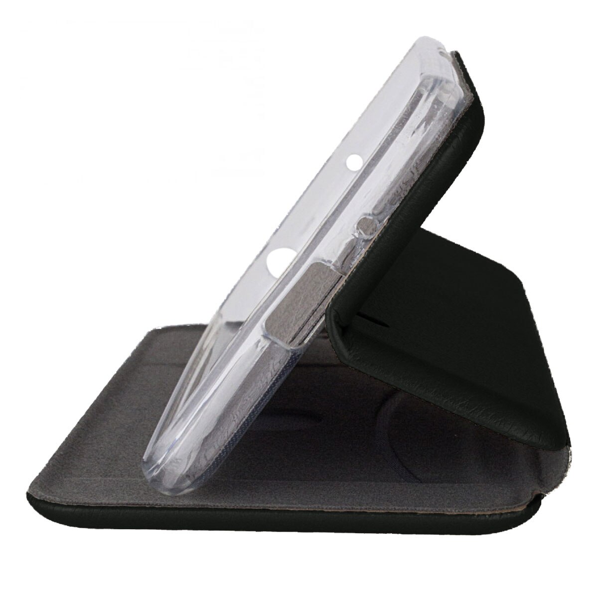 Husa flip Huawei Y5P - carte cu magnet integrat, buzunar interior, piele eco, iShiled - Neagra