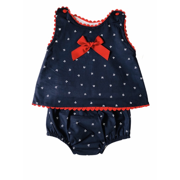 Compleu fetite cu chilotei, Primbaby, bleumarin si rosu, Bumbac