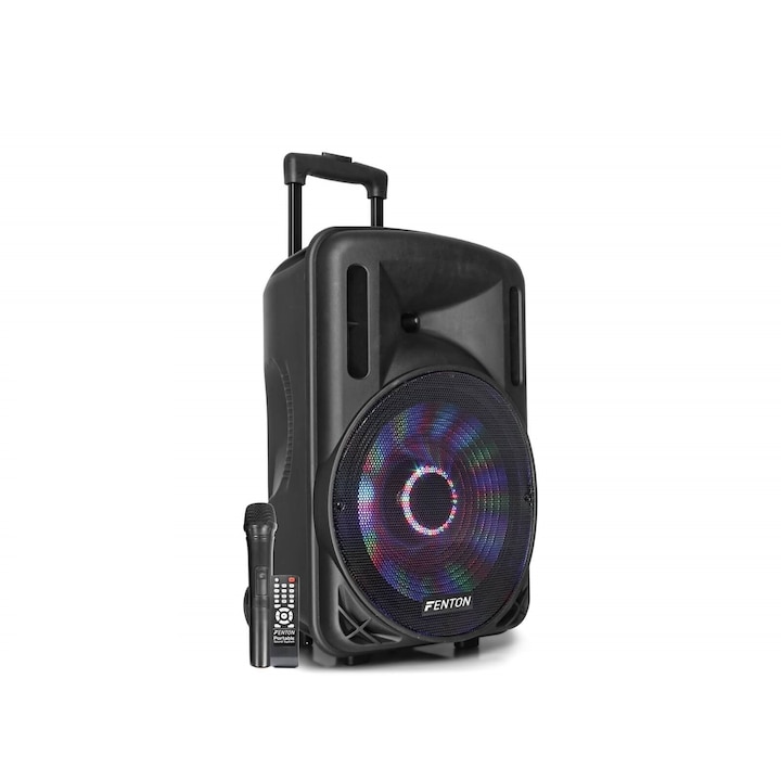 Fenton FT12LED (30 cm) 700W akkumulátoros hordozható hangfal (1xMik + MP3 + Bluetooth)