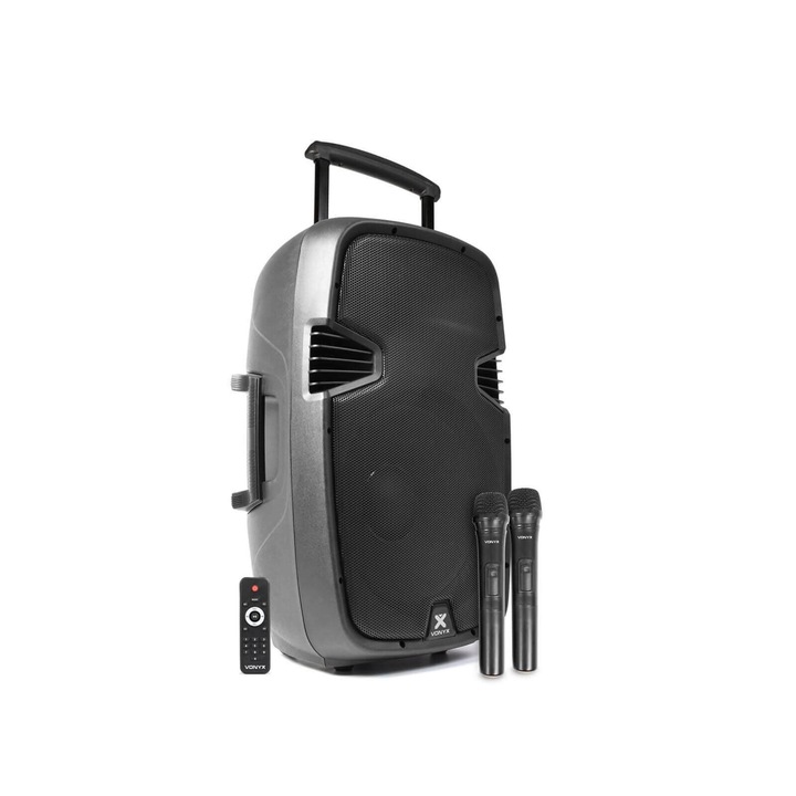 Vonyx PA-915 (15″) 700W akkumulátoros hordozható hangfal (2xMik + MP3 + Bluetooth)