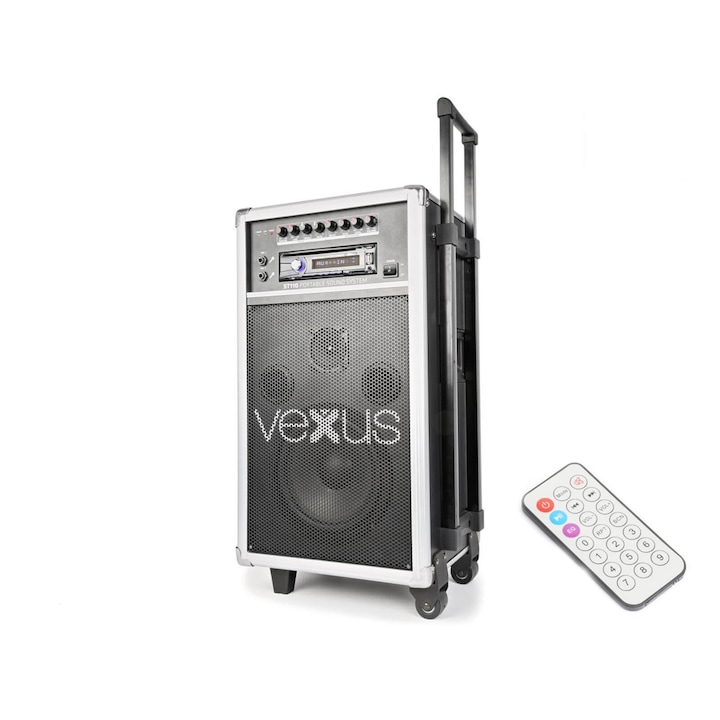 Vexus Audio ST-110 (20 cm) 250w akkumulátoros hordozható hangfal (1xMik + MP3 + CD)