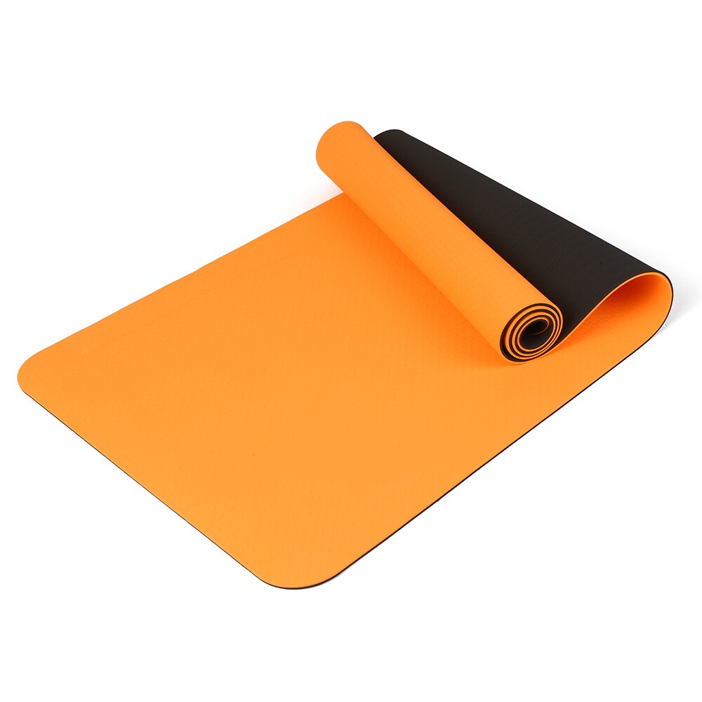 Covoras pentru Yoga, Anself, Curea fixa, 183x61x0.6 cm, 2 fete, Negru/Portocaliu