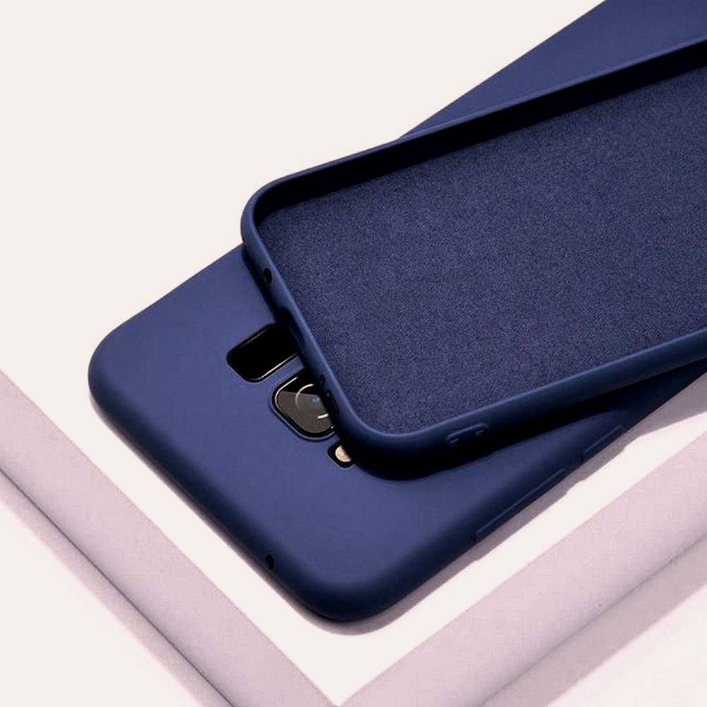 Husa compatibila cu Samsung Galaxy S8, ultra slim, silicon Bleumarin, cu interior de catifea, PlanetPhone