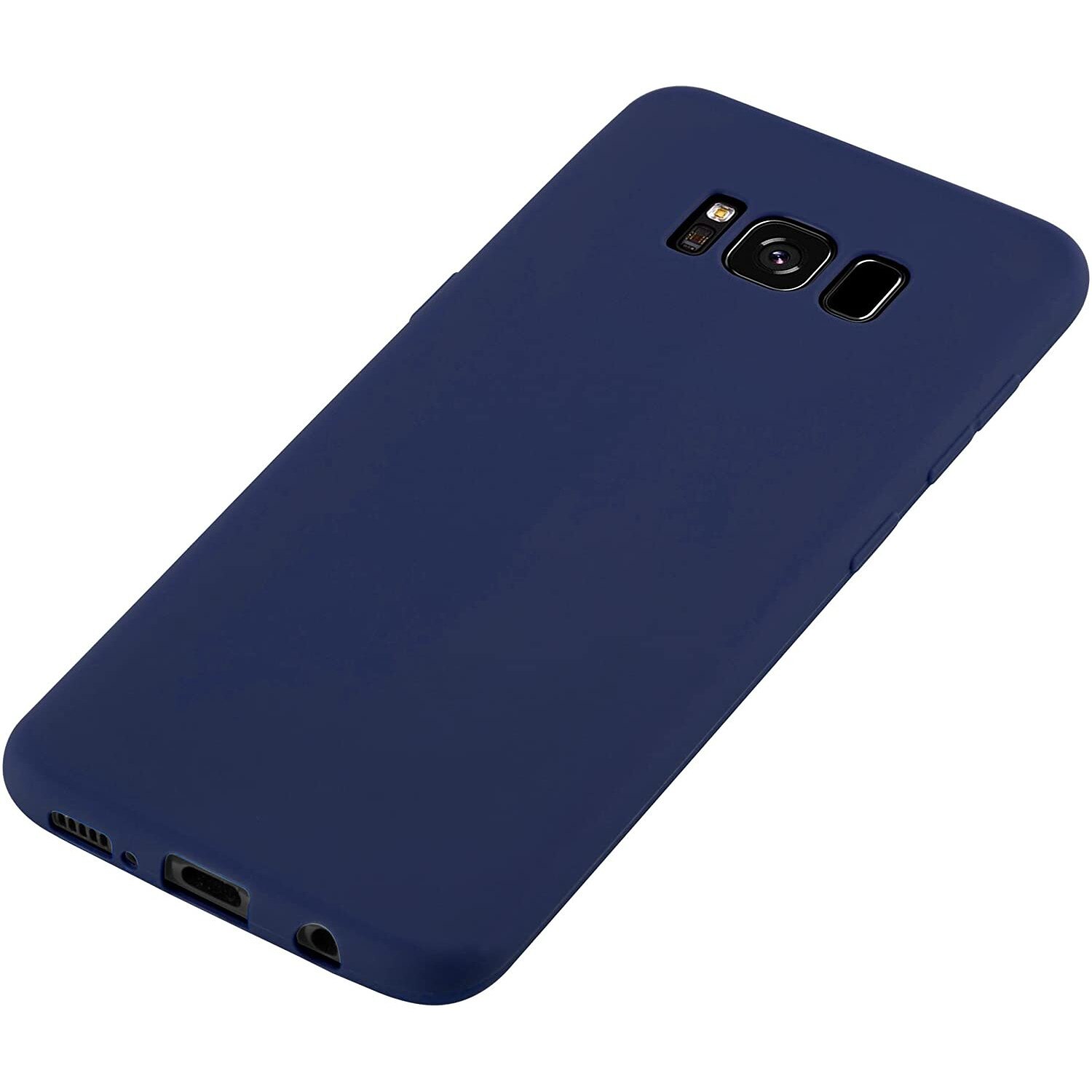 Husa compatibila cu Samsung Galaxy S8, ultra slim, silicon Bleumarin, cu interior de catifea, PlanetPhone