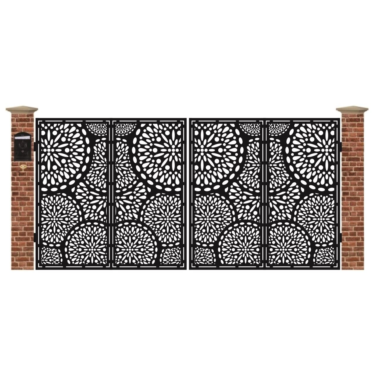 Poarta acces auto mare din tabla debitata cu plasma Max Circles 3884 x 1940 mm