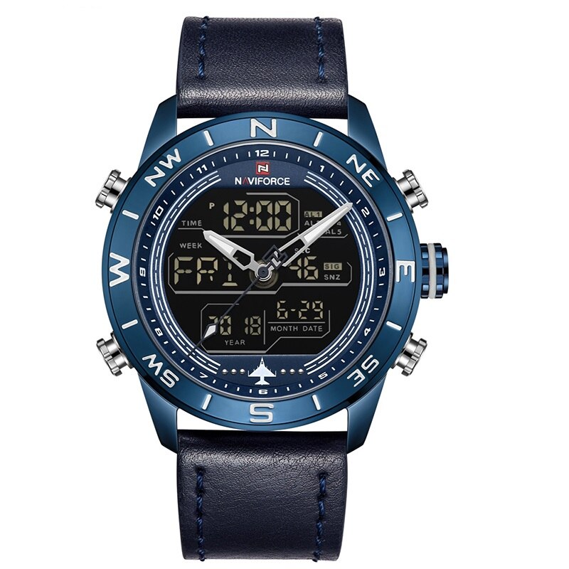 Ceas pentru barbati NAVIFORCE, CS1199, curea piele, albastru inchis