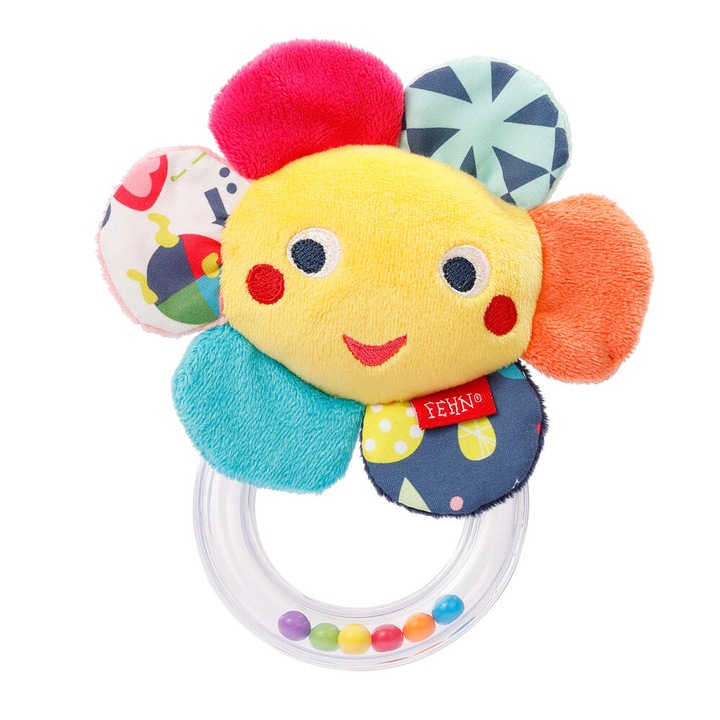 Играчка дрънкалка Floricica Fehn, велур, 15 см, 0+ месеца, Многоцветна